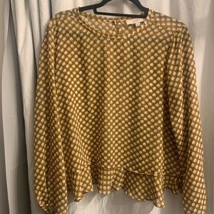 LOFT mustard patterned sheer top